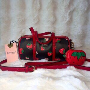 NEW Juicy Couture Sweet N Juicy Strawberry Mini Barrel Bag - Black